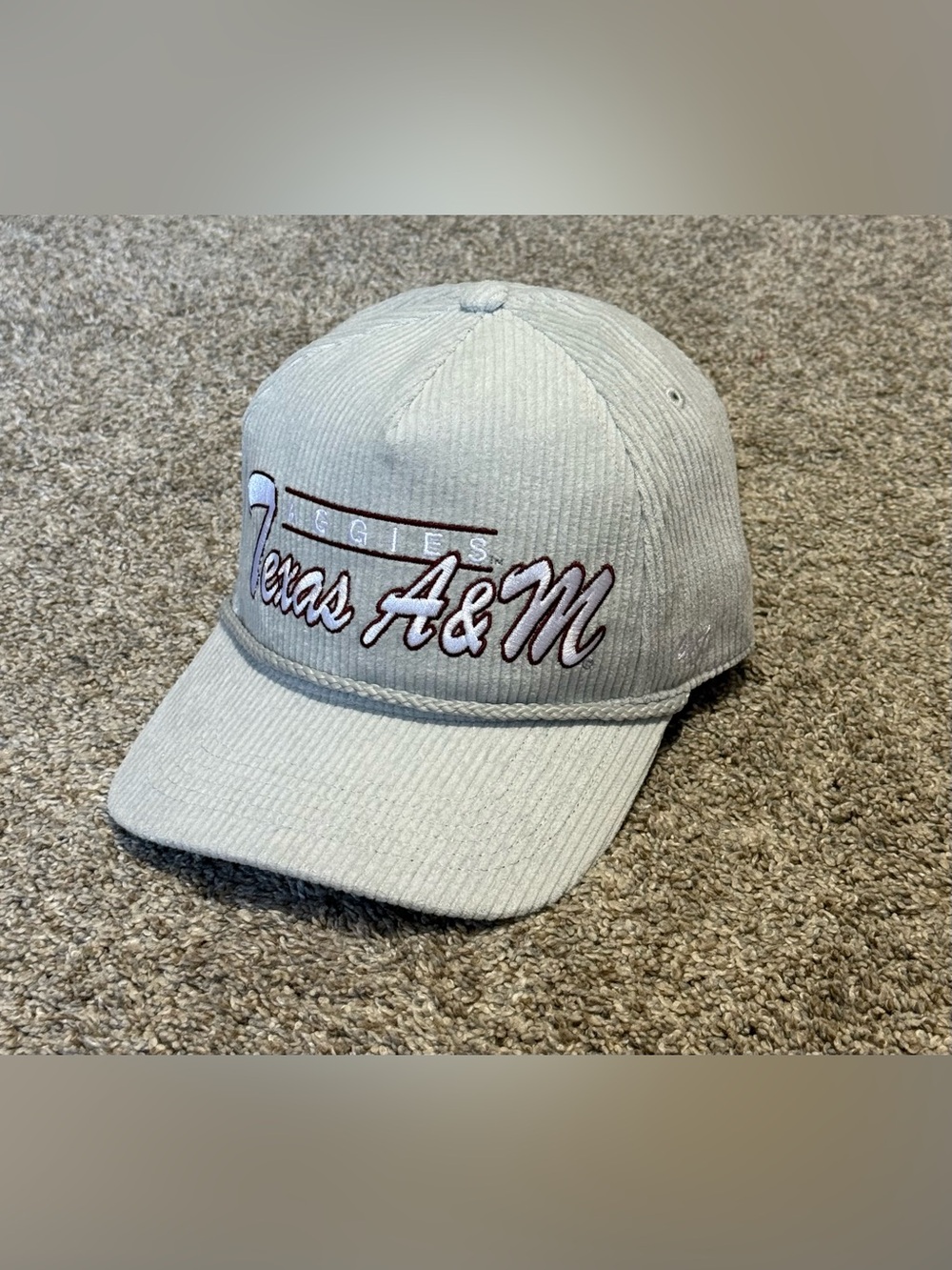 ’47 Brand Texas A&M Pale Gray Gridiron Hitch Corduroy Hat